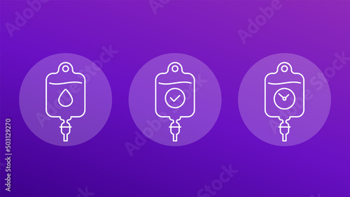 iv bag icons, line vector