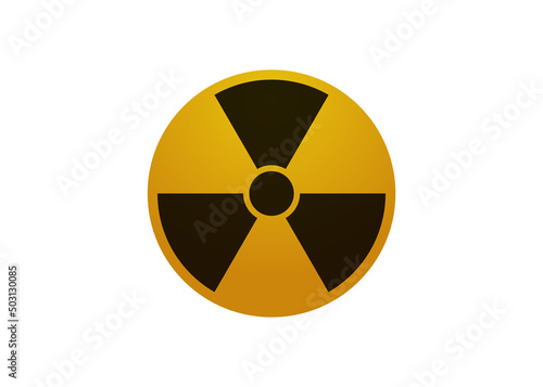 Nuclear danger symbol. Yellow sign with black stripes