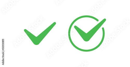 Checkmark green icon. Consent and approval symbol