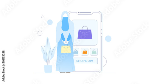 Flat illustration of online shopping