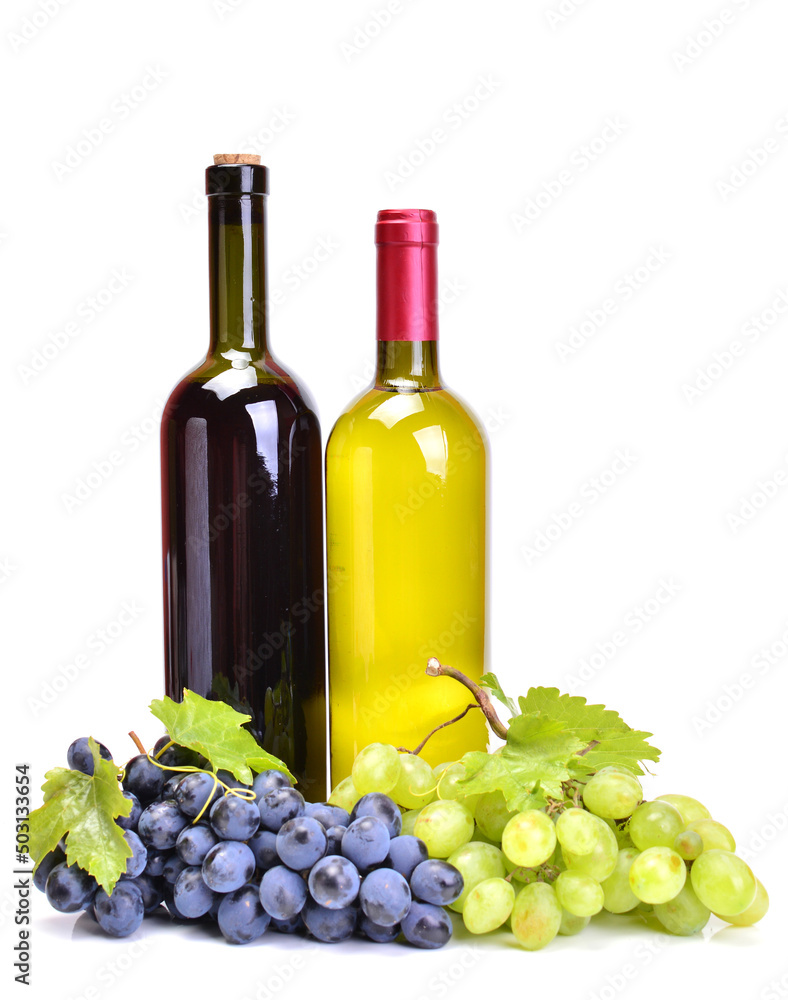A bottle of wine on a white background