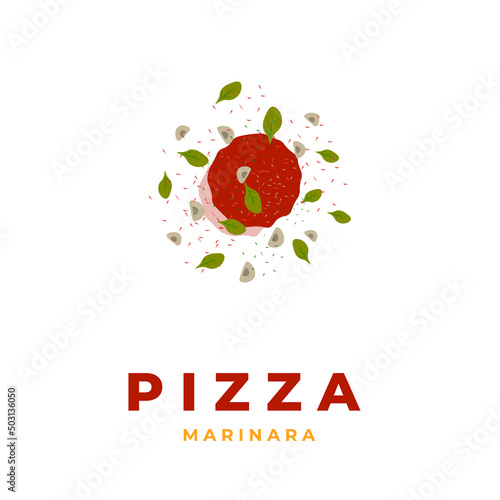 Pizza marinara topping pattern illustration vector logo
