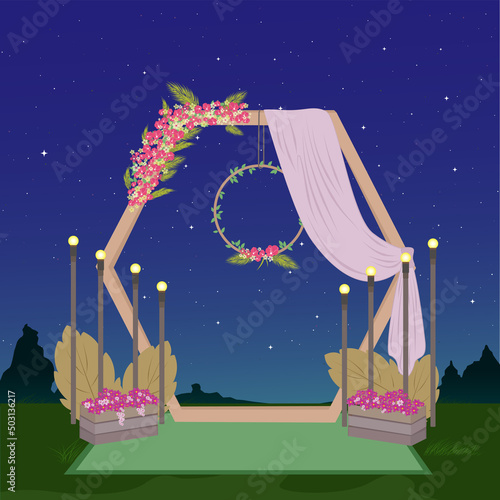 Wedding arch. Decor. Vector wedding decoration. wedding door design
