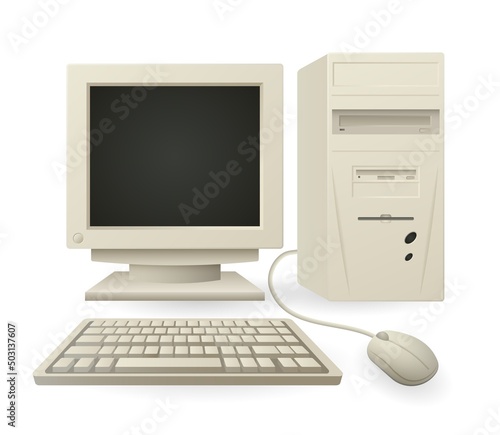 Retro computer with accessories