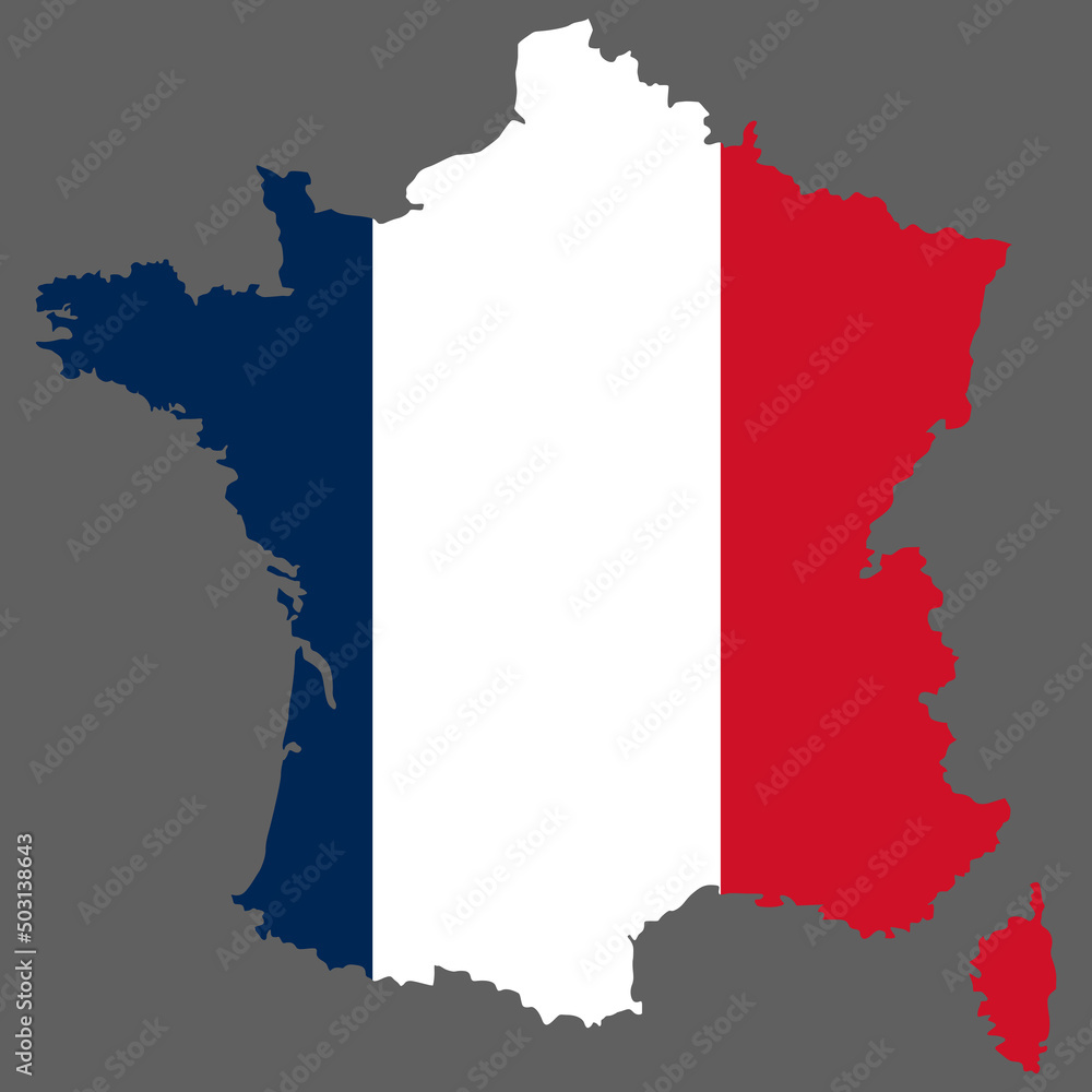 Map France with flag europe cartography