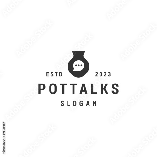 Pot talks logo design icon vector template