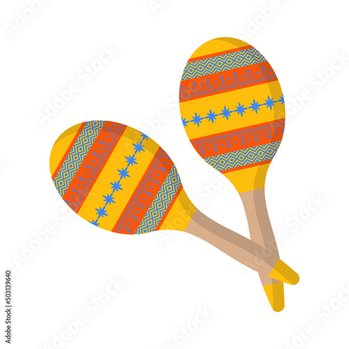 Maracas or rumba shaker vector illustration. Traditional Caribbean and Latin musical instruments.