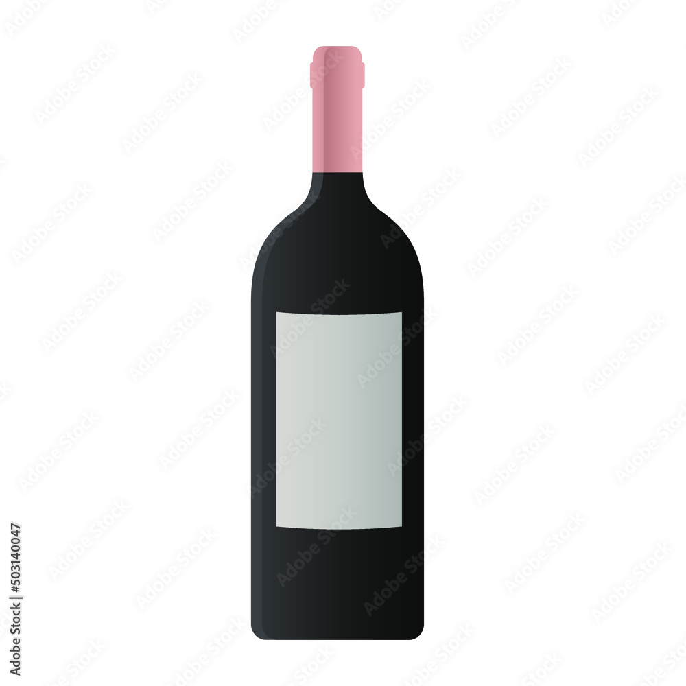 Rose wine bottle with blank label, vector illustration Rose wine bottle with blank label, vector illustration