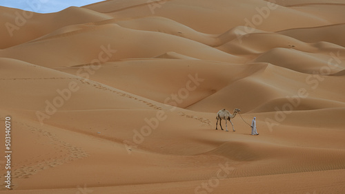 Man and Camel in the Empty Quarter