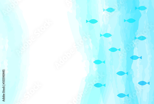 魚 夏 海 海底 川 水面 涼しい 水族館 水彩 シルエット RGBカラー