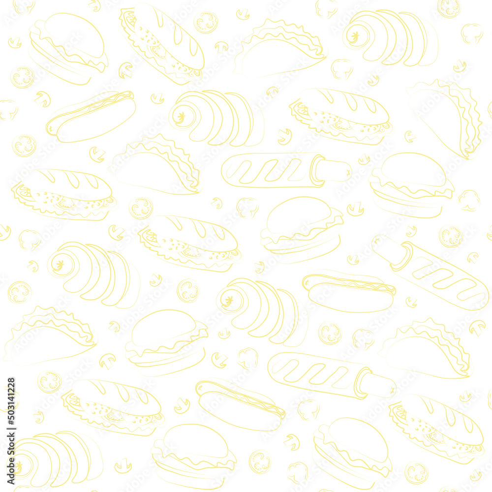 Trendy vector Fast Food pattern for cafe. 