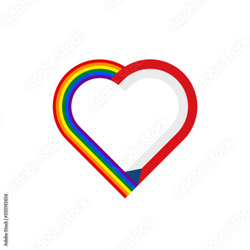 unity concept. heart ribbon icon of rainbow and czech republic flags. vector illustration isolated on white background