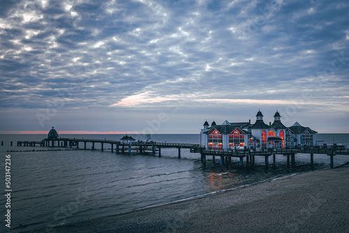 Beautiful view of Pier Sellin in the Baltic seaside resort of Sellin, Rugen, Germany photo