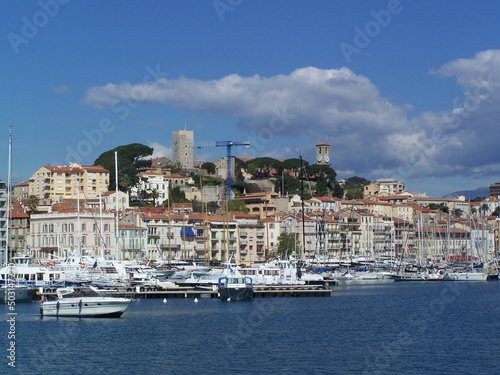 Marina, houses and castle of Cannes, France