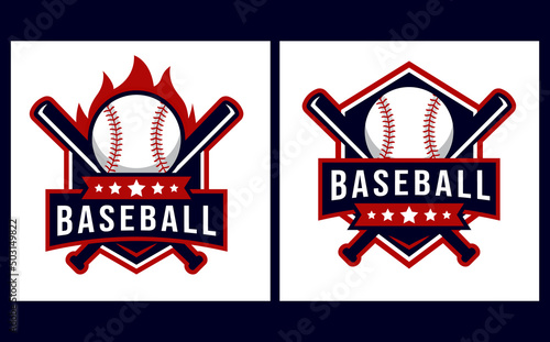 baseball logo template with emblem style. suitable for sports club emblems, competitions, championships, tournaments, t-shirt designs etc.
