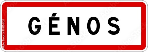 Fotografie Panneau entrée ville agglomération Génos / Town entrance sign Génos