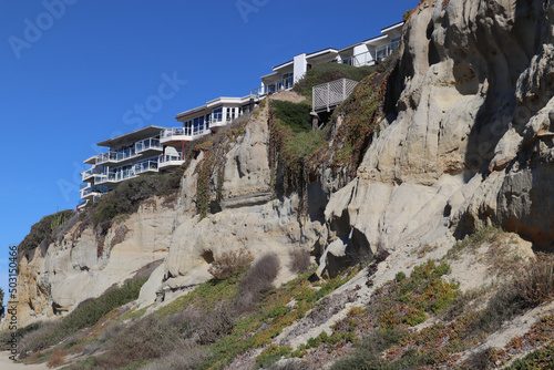 Outdoor view of luxury homes on seaside bluffs in San Clemente, California, USA