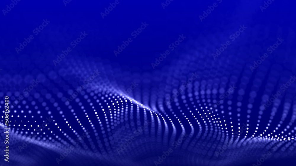 Large digital data background. Abstract wave with moving dots. 3d rendering Large digital data background. Abstract wave with moving dots. 3d rendering