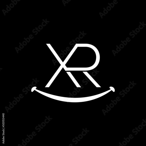 Initial XR Letter Logo Design Vector Template. Abstract smile shape XR Letter Logo Design Vector Illustration.