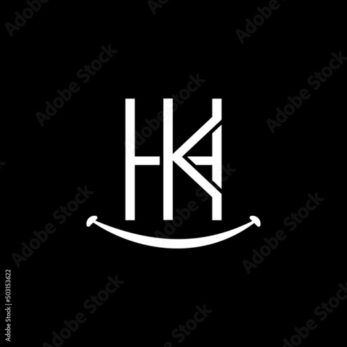 Initial HK KH Letter Logo Design Vector Template. Abstract smile shape HK KH Letter Logo Design Vector Illustration.