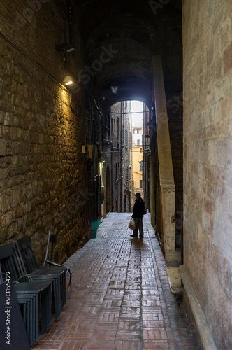 Internal view of the medieval Rocca Paolina, ancient fortress in the old city centre of Perugia. Old etruscan, roman and medieval village, is the regional capital of Umbria (Center of Italy).