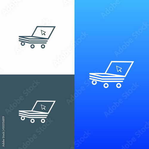 Bright vector illustration of a laptop with wheels