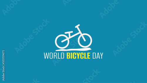 Vector graphic of simple and clean bicycle illustration with text. Using white, blue and yellow color scheme. Suitable for world bicycle day event or greeting card