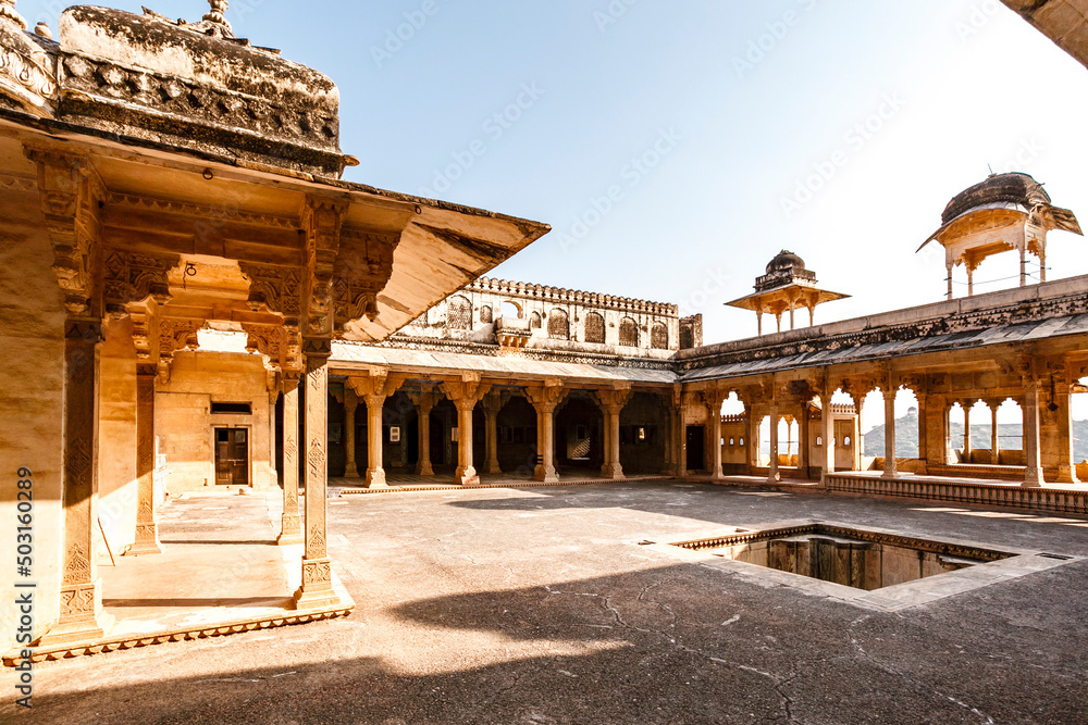 Fototapeta premium Courtyard of the maharaja palace in Bundi, Rajasthan, India, Asia