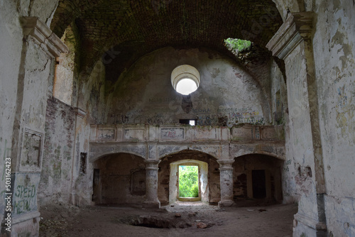 Ruins of an ancient castle. Order arcade. Western Ukraine