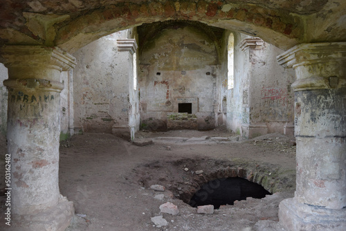 Ruins of an ancient castle. Order arcade. Western Ukraine