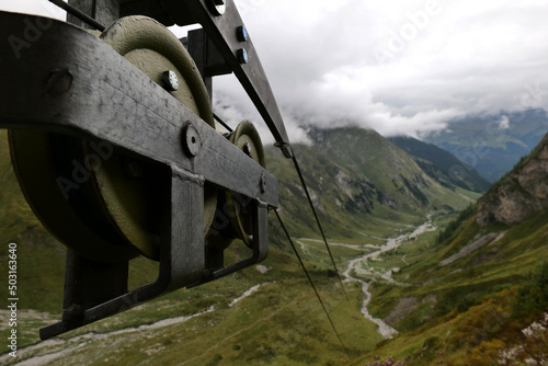 Cable lift to a mountain hut in Austria at the Frederick Simms Hut photo