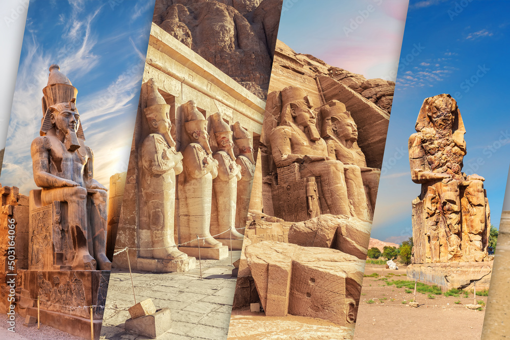 Colllosal Statues of Luxor, collage of Egypt