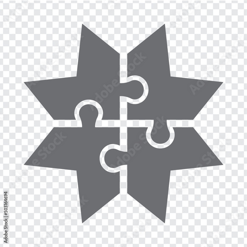 Simple icon puzzle in gray. Simple icon puzzle of the four elements  on transparent background for your web site design, app, UI. EPS10.