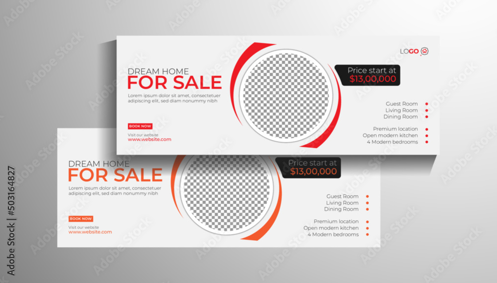 Real estate home social media cover web banner template design in two color variations. Real estate home social media cover web banner template design in two color variations.