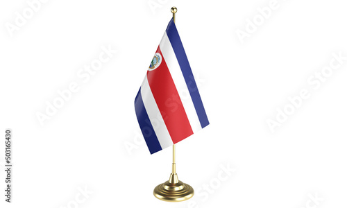 Costa Rica table flag on white background, 3d rendering, isolated