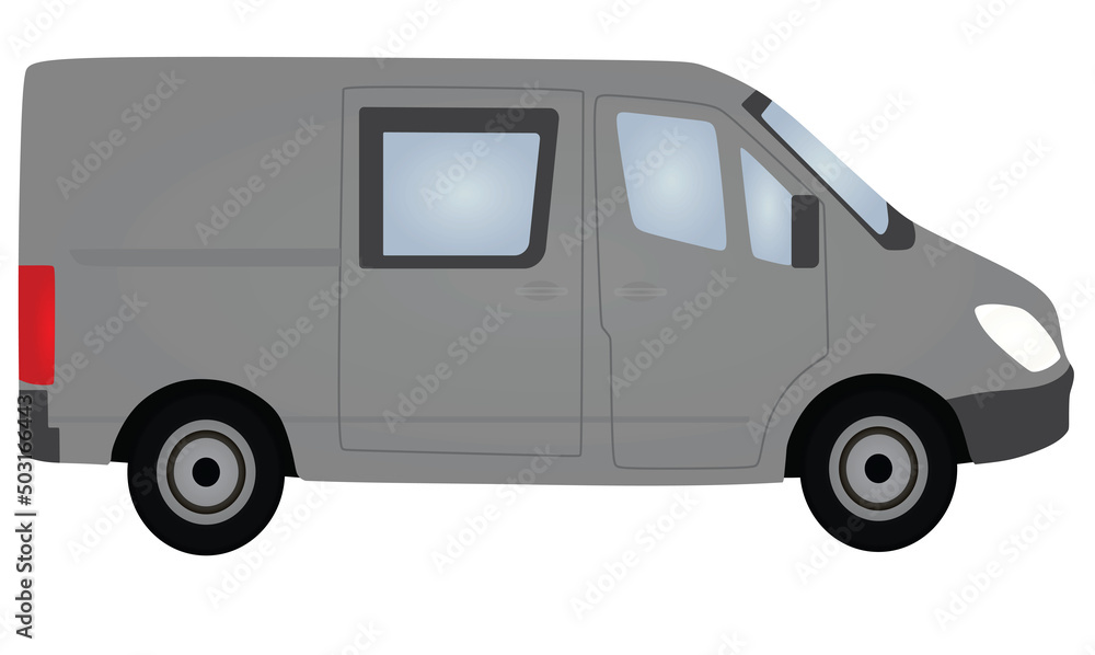 Grey mini van. vector illustration