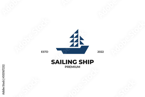 Flat sail or ship logo design vector template