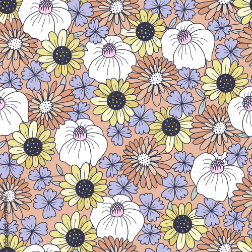 Seamless floral pattern in vintage style. Vector design for paper, cover, fab...