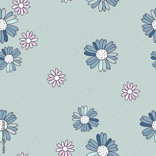 Seamless vintage pattern with flowers. Vector design for paper, cover, baby f...