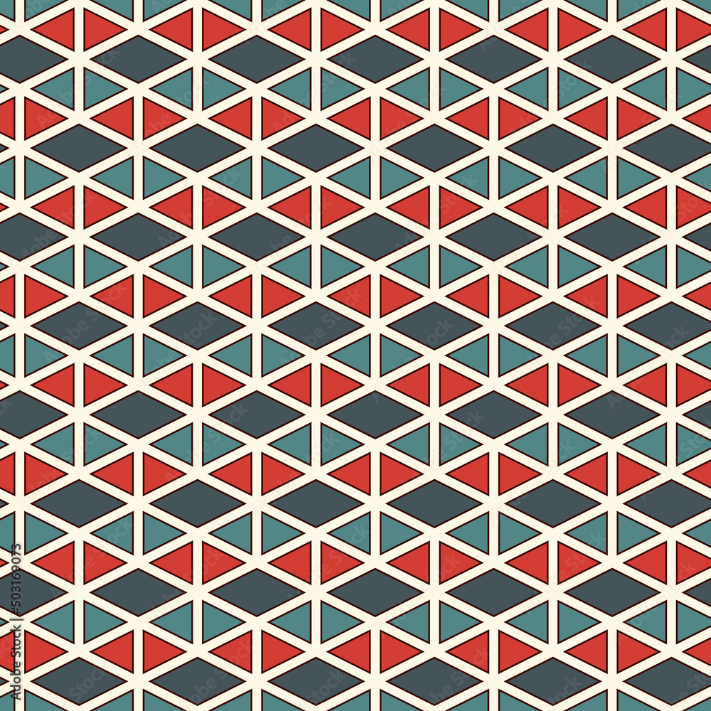Contemporary geometric pattern. Repeated triangles ornament. Modern geo abstract background. Seamless surface design. Mosaic wallpaper. Digital paper, textile print. Vector illustration Contemporary geometric pattern. Repeated triangles ornament. Modern geo abstract background. Seamless surface design. Mosaic wallpaper. Digital paper, textile print. Vector illustration