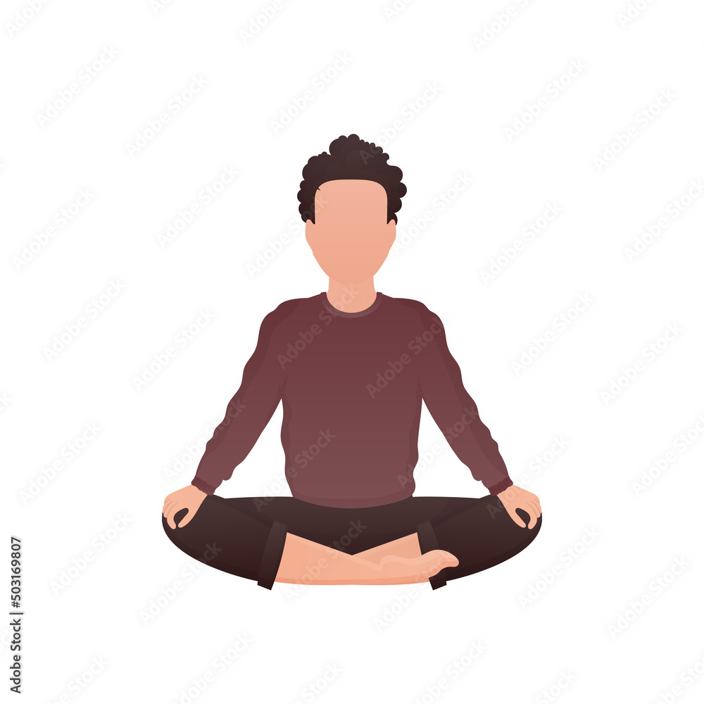 The guy of a strong physique sits is engaged in meditation. Isolated. Cartoon style. The guy of a strong physique sits is engaged in meditation. Isolated. Cartoon style.