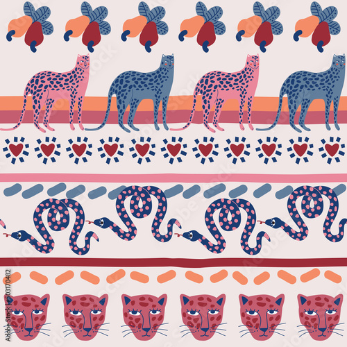 Cute Safari wild animal Stripe seamless pattern vector illustration EPS10