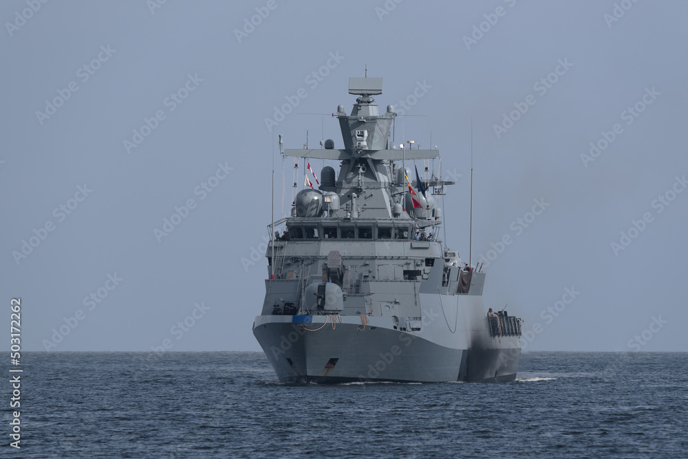 CORVETTE - A warship of the German Navy is sailing on sea CORVETTE - A warship of the German Navy is sailing on sea