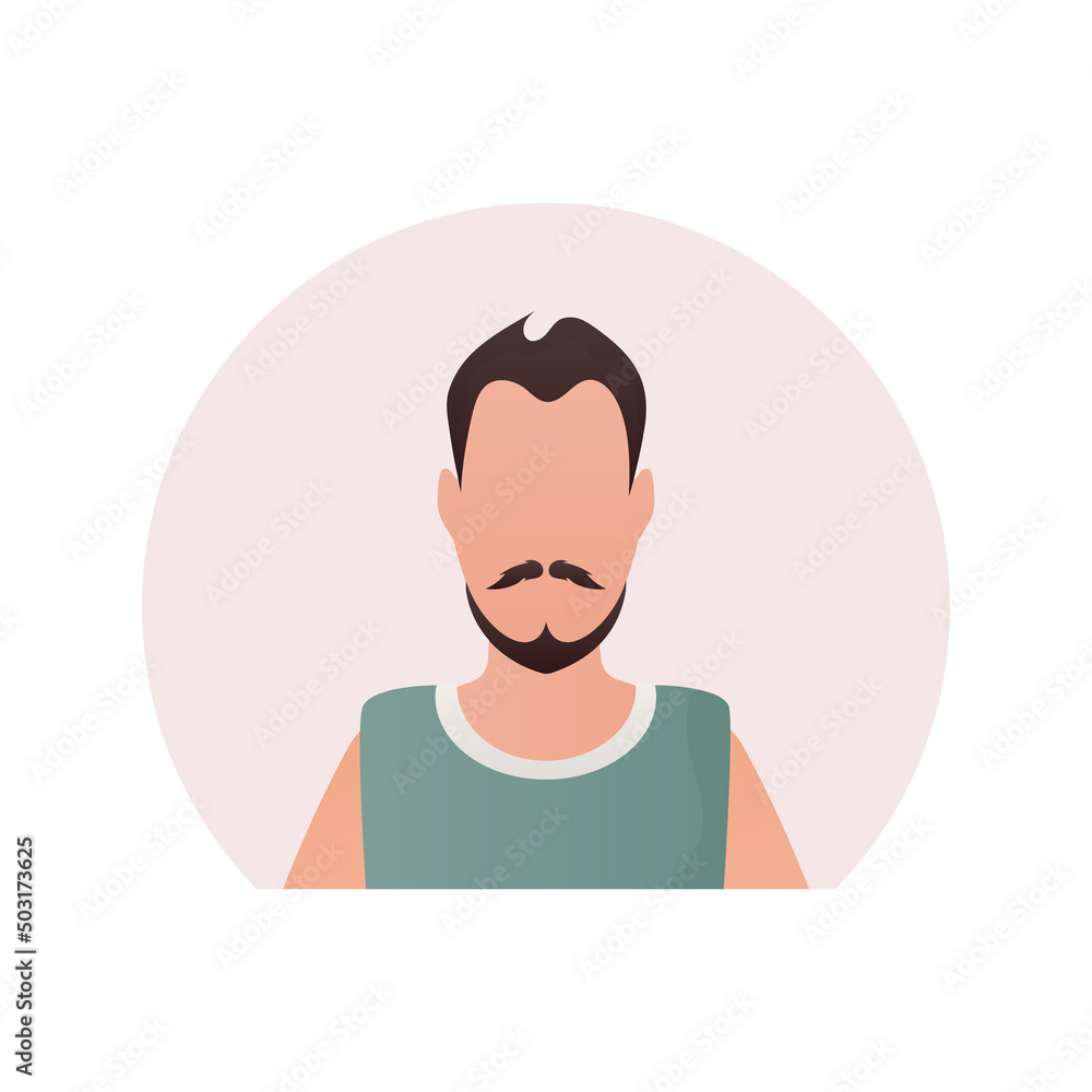Portrait of a brutal guy. Isolated. Cartoon style. Portrait of a brutal guy. Isolated. Cartoon style.