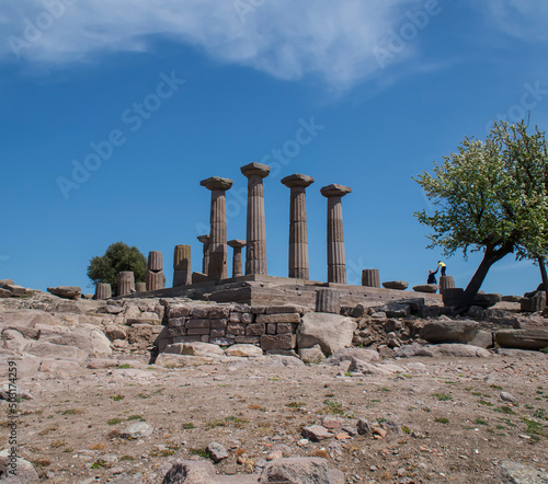 Assos. Ruins of the Temple of Athena at the ancient city of Assos. Behramkale, Canakkale, Turkey photo