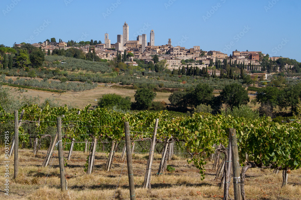Scenic view of historic town San Gimignano in the italian Tuscany
