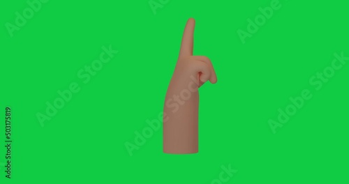 3d hand gesture on a chroma green screen background. Alpha Channel. Emoticon animated sign. Showing two fingers. Peace and Winner concept photo