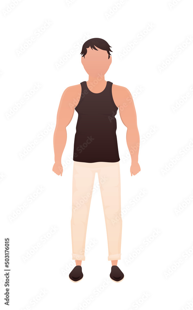 The man stands to his full height. Isolated. Cartoon style. The man stands to his full height. Isolated. Cartoon style.