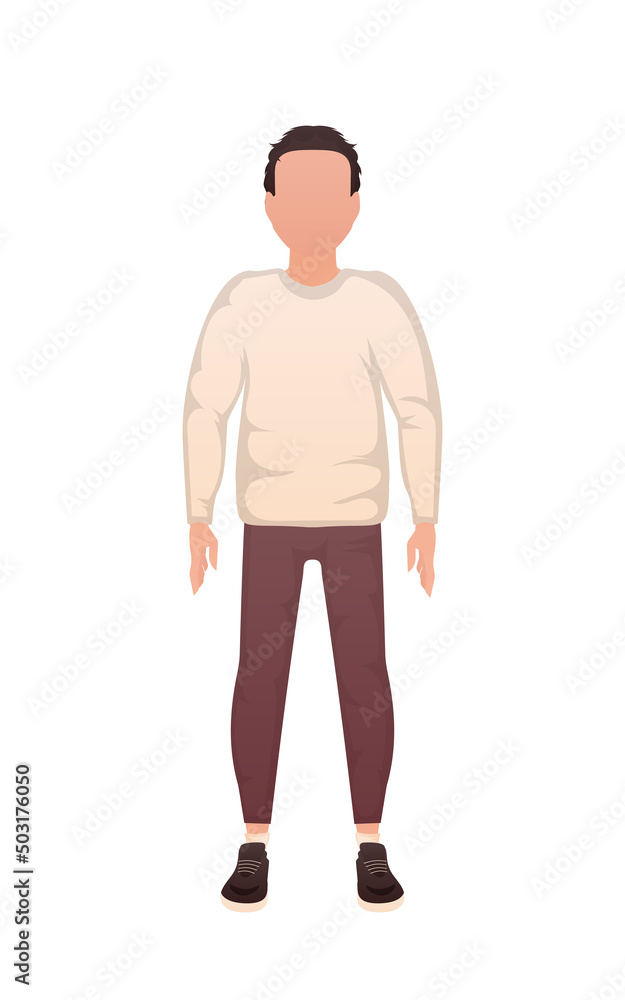 A man in clothes stands in full growth. Isolated. Cartoon style. A man in clothes stands in full growth. Isolated. Cartoon style.