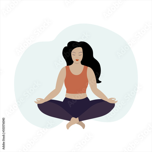 Woman doing yoga  sitting in lotus pose.